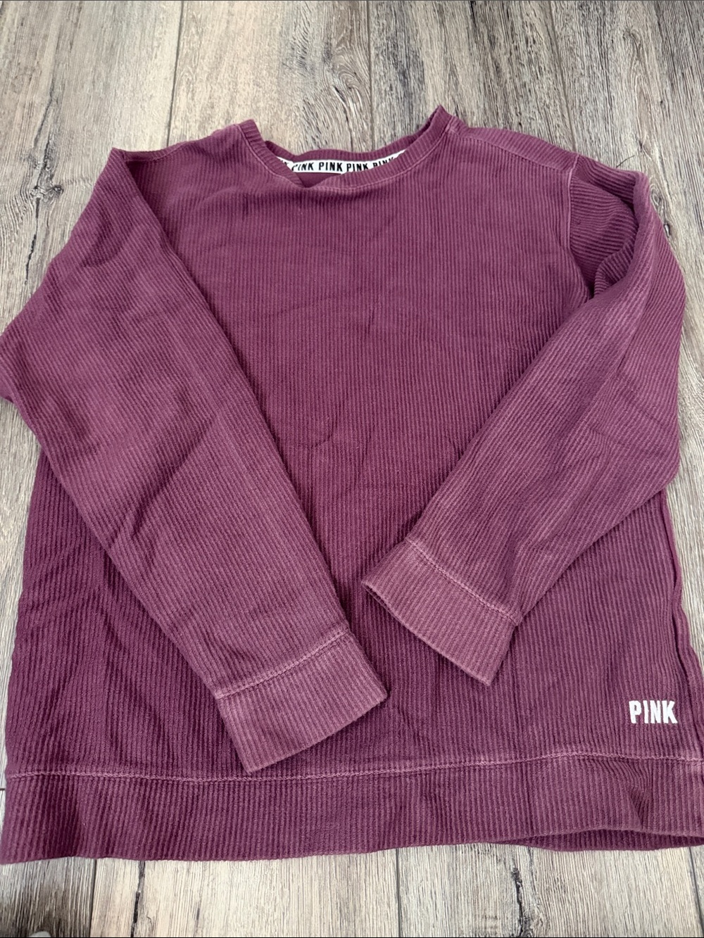 PINK Victoria's Secret Ribbed Crewneck Sweater in Burgundy